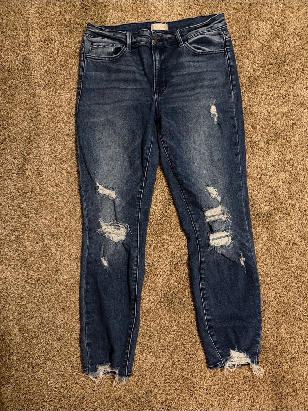 Altar’d State Woman’s Dark Blue Distressed Skinny Jeans